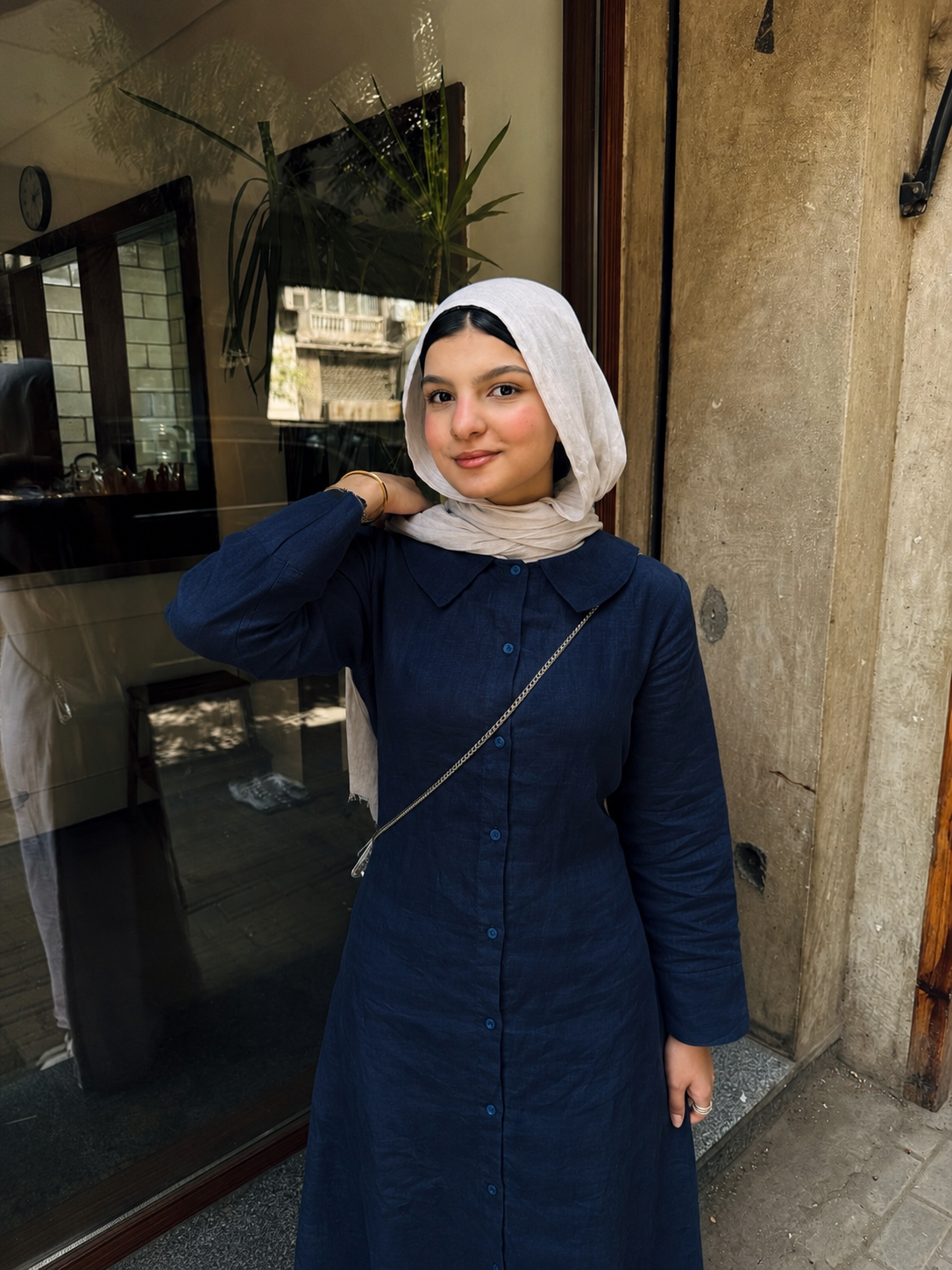 Navy linen dress